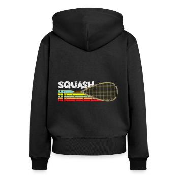Squash - Frauen Premium Bio Zip Hoodie - Schwarz - Hinten - Julia (174cm)