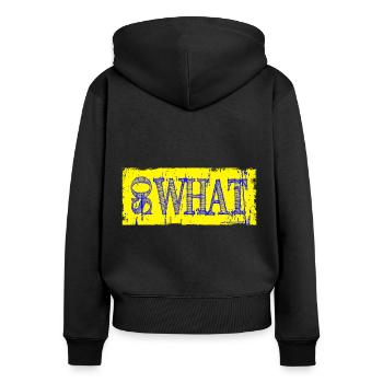 So what - Frauen Premium Bio Zip Hoodie - Schwarz - Hinten - Julia (174cm)