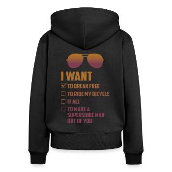 I Want To Break Free Sunglasses Funny Choice - Frauen Premium Bio Zip Hoodie - Schwarz - Hinten - Julia (174cm)