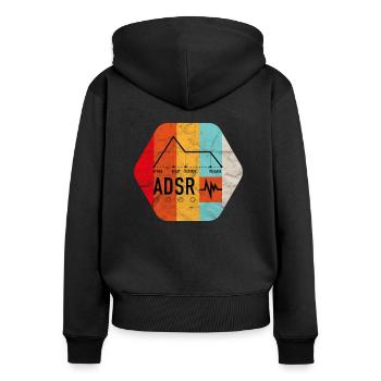 Analog Synth ADSR Umschlag Produzent Vintage - Frauen Premium Bio Zip Hoodie - Schwarz - Hinten - Julia (174cm)