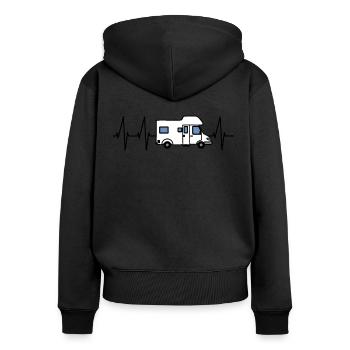 Leidenschaft Wohnwagen und Camping - Geschenk - Frauen Premium Bio Zip Hoodie - Schwarz - Hinten - Julia (174cm)