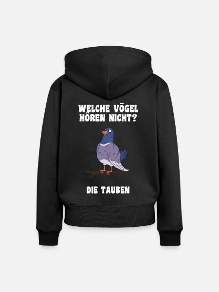 Das Tauben Witze Design - Frauen Premium Bio Zip Hoodie - Schwarz