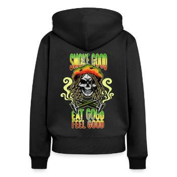 Cadeau de pot de marijuana de cannabis de cannabis - Sweat à capuche zippé Premium bio Femme - noir - Dos - Julia (174cm)