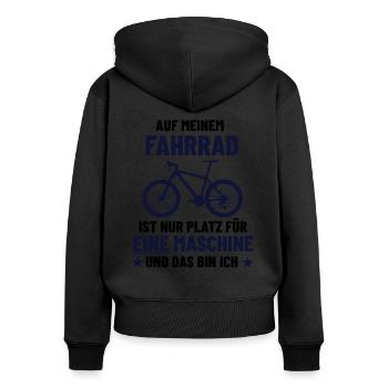 Fahrrad Spruch kein E-bike - Frauen Premium Bio Zip Hoodie - Schwarz - Hinten - Julia (174cm)