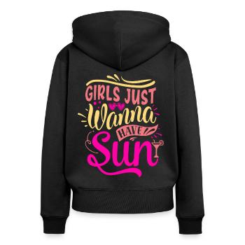 soleil été vacances bronzage plage soleil - Sweat à capuche zippé Premium bio Femme - noir - Dos - Julia (174cm)