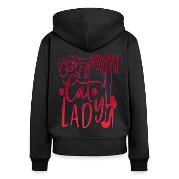 Crazy Cat Lady Cat Owner - Women's Premium Organic Zip Hoodie - black - Back - Julia (174cm)