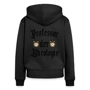 Uhrmacher Uhrensammler Uhrenliebhaber Geschenk - Frauen Premium Bio Zip Hoodie - Schwarz - Hinten - Julia (174cm)