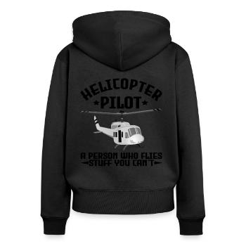 Hélicoptère pilote hélico hélicoptère - Sweat à capuche zippé Premium bio Femme - noir - Dos - Julia (174cm)