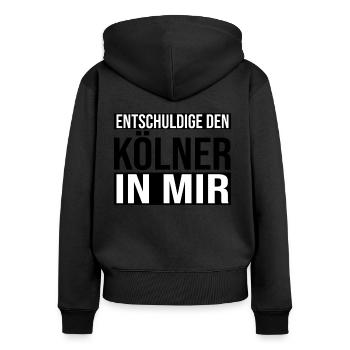 Köln Kölner Kölle Cologne - Frauen Premium Bio Zip Hoodie - Schwarz - Hinten - Julia (174cm)