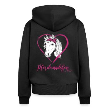 Pferdemädchen Reiten Pferde Herz Geschenk - Frauen Premium Bio Zip Hoodie - Schwarz - Hinten - Julia (174cm)