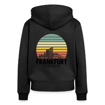 Frankfurt Hessen Frankfurter - Frauen Premium Bio Zip Hoodie - Schwarz - Hinten - Julia (174cm)