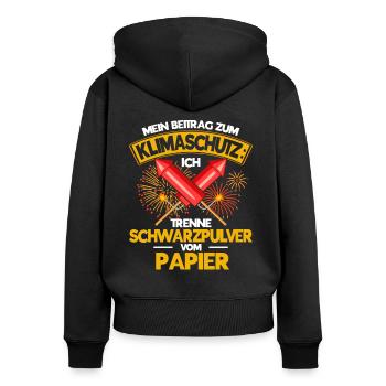Feuerwerk Feuerwerker Pyrotechniker Geschenk - Frauen Premium Bio Zip Hoodie - Schwarz - Hinten - Julia (174cm)