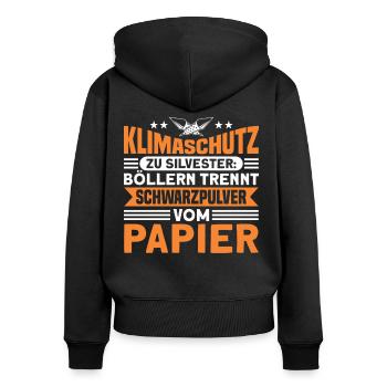 Pyrotechniker Feuerwerker Feuerwerk Geschenk - Frauen Premium Bio Zip Hoodie - Schwarz - Hinten - Julia (174cm)
