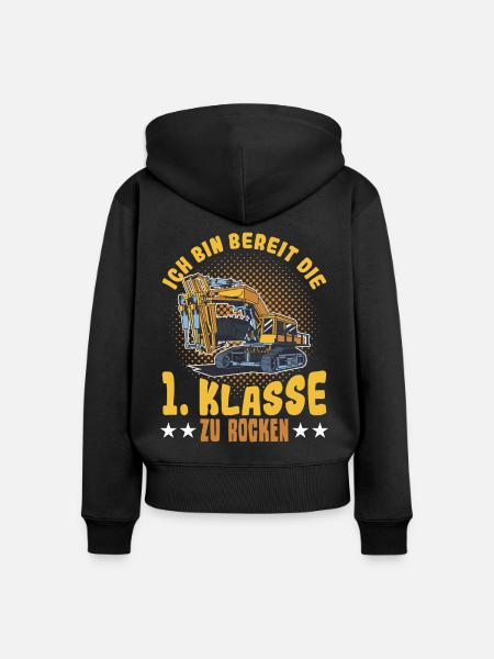 Bagger Schulbeginn Schulanfänger Schulkind - Frauen Premium Bio Zip Hoodie - Schwarz
