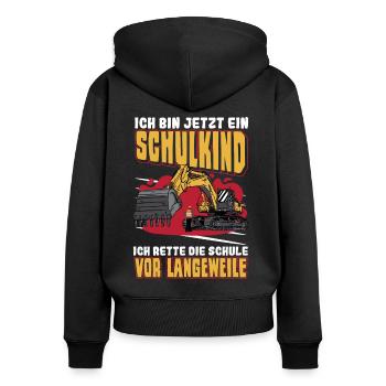 Bagger Schulbeginn Schulanfänger Schulkind - Frauen Premium Bio Zip Hoodie - Schwarz - Hinten - Julia (174cm)