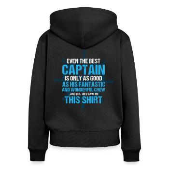 Besatzung Boot Kapitän Kapitäne - Frauen Premium Bio Zip Hoodie - Schwarz - Hinten - Julia (174cm)