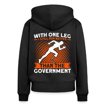 Handicap Amputierter Amputation Beinprothese - Frauen Premium Bio Zip Hoodie - Schwarz - Hinten - Julia (174cm)