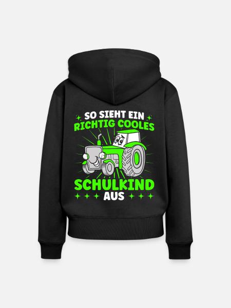 Richtig Cooles Schulkind Schulbeginn - Frauen Premium Bio Zip Hoodie - Schwarz