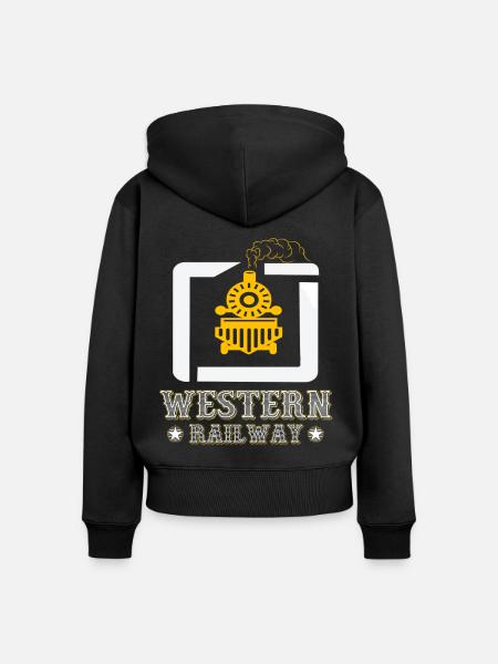 Westliche Eisenbahn Lokomotive - Frauen Premium Bio Zip Hoodie - Schwarz
