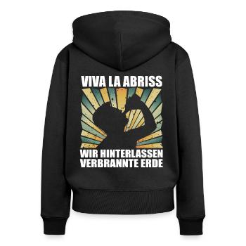 Malle Abriss Bier Party Sauf Fun Spruch - Frauen Premium Bio Zip Hoodie - Schwarz - Hinten - Julia (174cm)