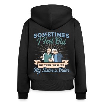 Personnes âgées Grand-père sarcastique - Sweat à capuche zippé Premium bio Femme - noir - Dos - Julia (174cm)