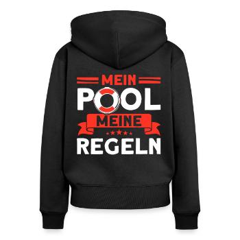Bademeister Schwimmbad Lifeguard Rettungsschwimmer - Frauen Premium Bio Zip Hoodie - Schwarz - Hinten - Julia (174cm)