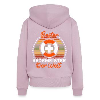 Bademeister Schwimmbad Lifeguard Rettungsschwimmer - Frauen Premium Bio Zip Hoodie - Altrosa - Hinten - Julia (174cm)
