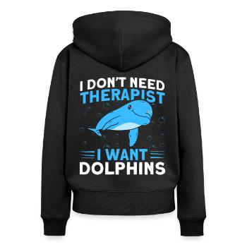 Dolphin Dolphin Lover Animal Dolphins Gift - Women's Premium Organic Zip Hoodie - black - Back - Julia (174cm)