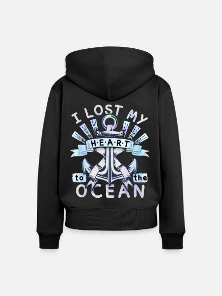 Schiffsanker, Romantischer Spruch, Ozean-Liebe - Frauen Premium Bio Zip Hoodie - Schwarz