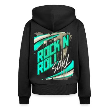 RockNRoll Typographie, Affiche Grunge Design - Sweat à capuche zippé Premium bio Femme - noir - Dos - Julia (174cm)