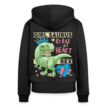 Fille dinosaure, fille dinosaure, drôle de dinosaure - Sweat à capuche zippé Premium bio Femme - noir - Dos - Julia (174cm)