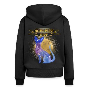 Chat Minuit-Chat Disant Ciel Étoilé Chat Siamois - Sweat à capuche zippé Premium bio Femme - noir - Dos - Julia (174cm)