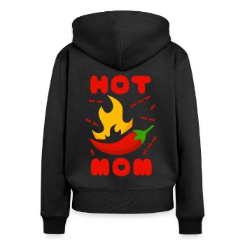 Maman Maman, Fête des Mères, Dicton drôle, Maman chaude - Sweat à capuche zippé Premium bio Femme - noir - Dos - Julia (174cm)