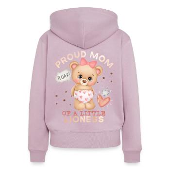 Mami-Mutti, Mom-Mama, Löwen-Mama Baby-Girl Spruch - Frauen Premium Bio Zip Hoodie - Altrosa - Hinten - Julia (174cm)