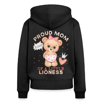 Maman Maman, Maman Maman, Lion Maman Bébé Fille Disant - Sweat à capuche zippé Premium bio Femme - noir - Dos - Julia (174cm)