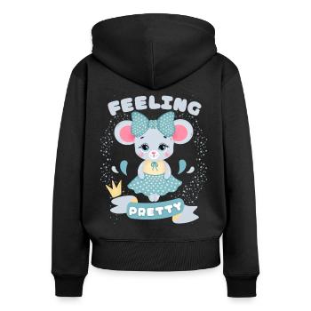 Niedliche Maus, Mouse, Kawaii-Maus lustiger Spruch - Frauen Premium Bio Zip Hoodie - Schwarz - Hinten - Julia (174cm)