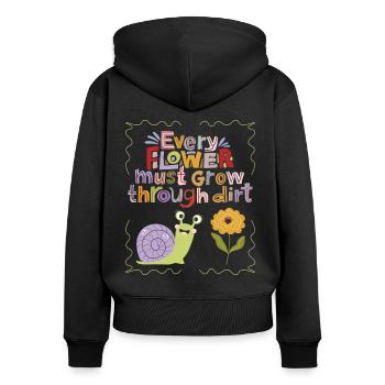 Motivation-Inspiration Slogan Escargot, Typographie - Sweat à capuche zippé Premium bio Femme - noir - Dos - Julia (174cm)