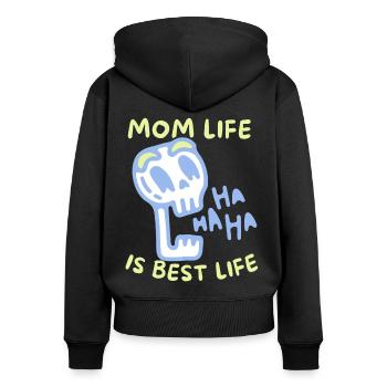 Mère-Maman sarcastique dicton crâne, fête des mères - Sweat à capuche zippé Premium bio Femme - noir - Dos - Julia (174cm)