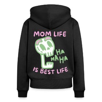 Mère-Maman sarcastique dicton crâne, fête des mères - Sweat à capuche zippé Premium bio Femme - noir - Dos - Julia (174cm)