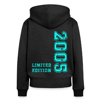 18. Geburtstag Jahrgang 2005 18 Jahre - Frauen Premium Bio Zip Hoodie - Schwarz - Hinten - Julia (174cm)