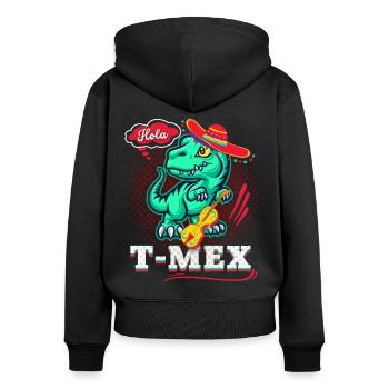 Dinosaure mexicain, Dia-de-los-Muertos, jeu de mots - Sweat à capuche zippé Premium bio Femme - noir - Dos - Julia (174cm)