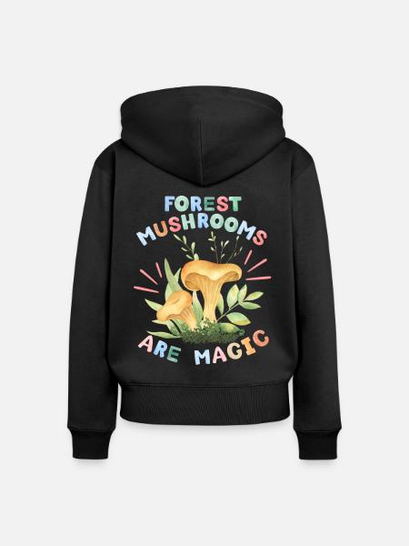 Pilze, Waldpilze, lustiger Spruch - Frauen Premium Bio Zip Hoodie - Schwarz