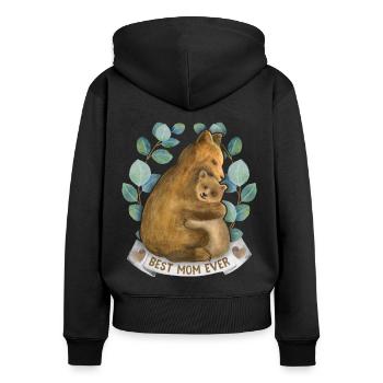 Mom-Mommy Mama-Mami Saying with Mama-Bear - Women's Premium Organic Zip Hoodie - black - Back - Julia (174cm)