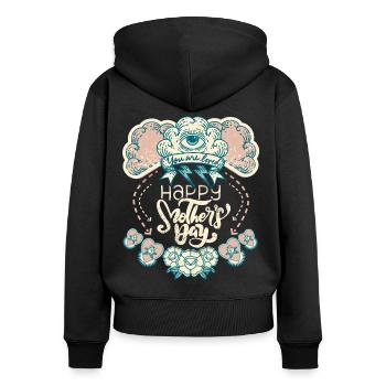 Muttertag Magie und Mystik, allsehendes Auge - Frauen Premium Bio Zip Hoodie - Schwarz - Hinten - Julia (174cm)
