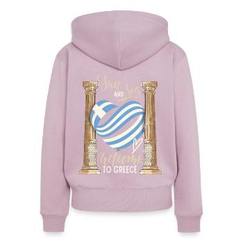 Griechenland, Sonne und Meer Antike Ruinen - Frauen Premium Bio Zip Hoodie - Altrosa - Hinten - Julia (174cm)