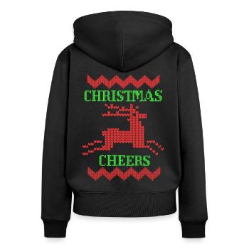 Weihnachten Rentier Strickmuster gestricktes Motiv - Frauen Premium Bio Zip Hoodie - Schwarz - Hinten - Julia (174cm)
