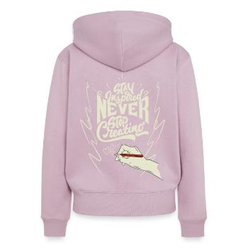 Dire pour les artistes Artiste peintre et dessinateur - Sweat à capuche zippé Premium bio Femme - rose poudré - Dos - Julia (174cm)