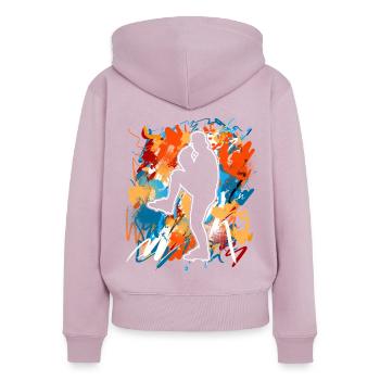 Baseball - Frauen Premium Bio Zip Hoodie - Altrosa - Hinten - Julia (174cm)