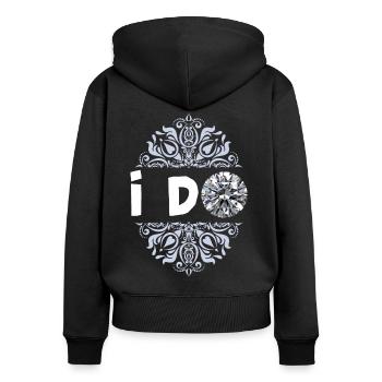 I Do, Hochzeits-Diamant, Wedding, Team Braut - Frauen Premium Bio Zip Hoodie - Schwarz - Hinten - Julia (174cm)
