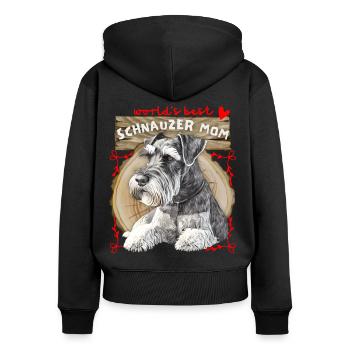 Schnauzer, Best-Schnauzer-Mom, Schnauzer-Mama - Frauen Premium Bio Zip Hoodie - Schwarz - Hinten - Julia (174cm)